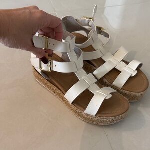 Women's White Strappy Espadrille Sandals